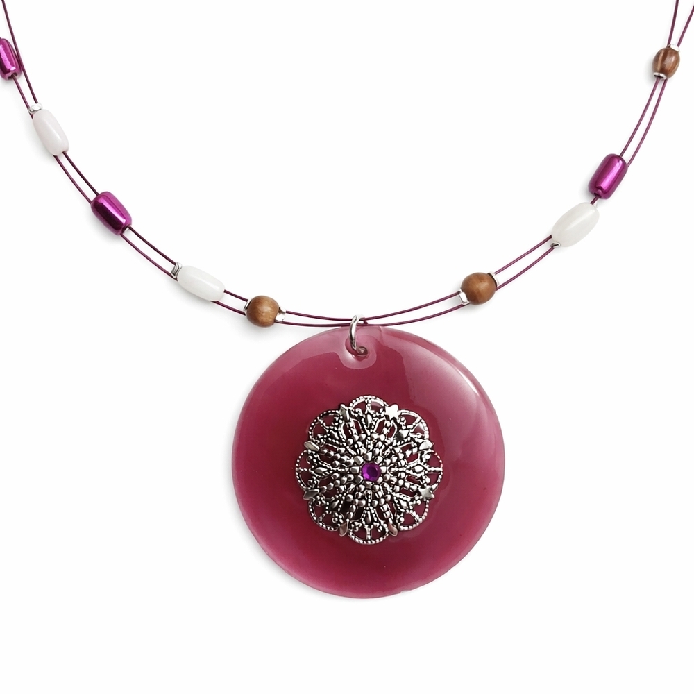 NIB Avon Burgundy Crystal Jewelry Set Necklace Earrings Adjustanle Ring Gift Box - Picture 4 of 8